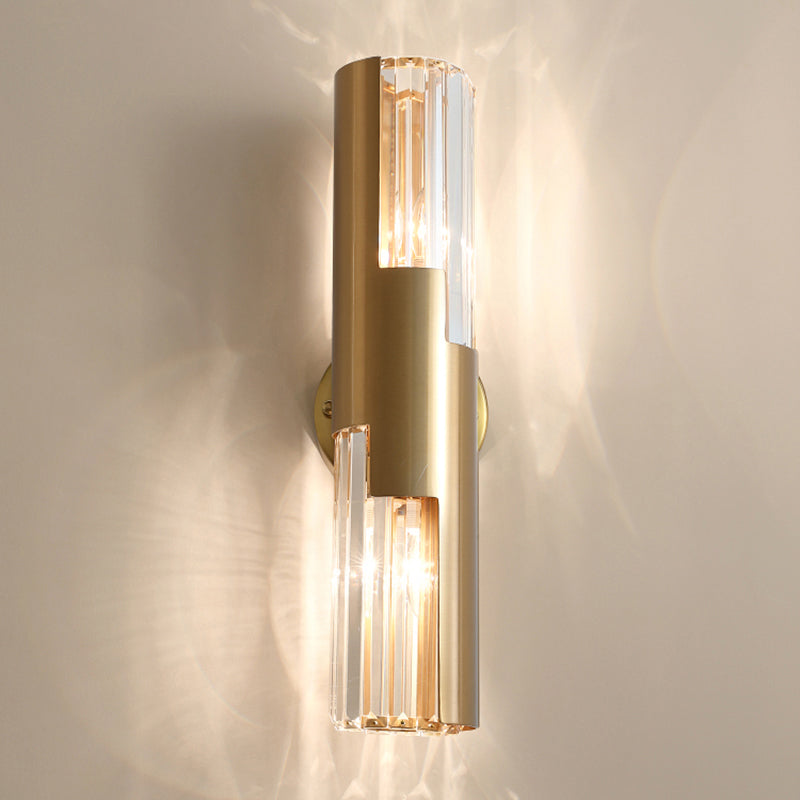 Amandine Minimalist Pole Wall Sconce 2-Head K9 Crystal Gold