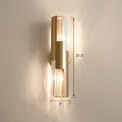 Amandine Minimalist Pole Wall Sconce 2-Head K9 Crystal Gold