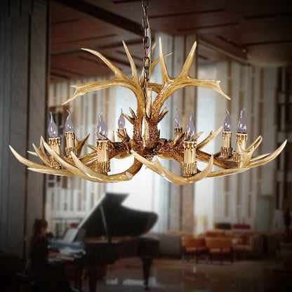Adélie Rustic Antler Resin Chandelier Ceiling Light