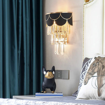 Applique murale Isabelle minimaliste effilée à 3 têtes en cristal noir