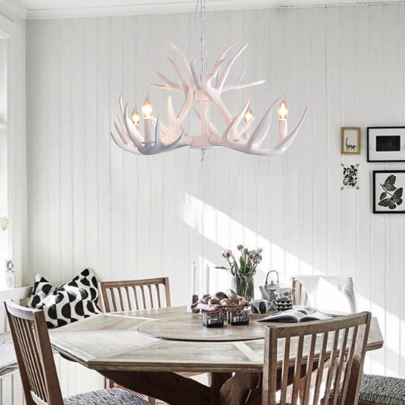 Suspension Lustre Valmont Blanc Imitation Corne de Cerf