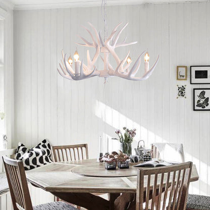 Suspension Lustre Valmont Blanc Imitation Corne de Cerf