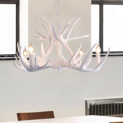 Suspension Lustre Valmont Blanc Imitation Corne de Cerf