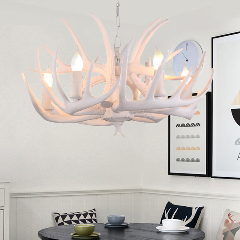 Suspension Lustre Valmont Blanc Imitation Corne de Cerf