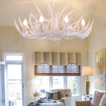 Suspension Lustre Valmont Blanc Imitation Corne de Cerf