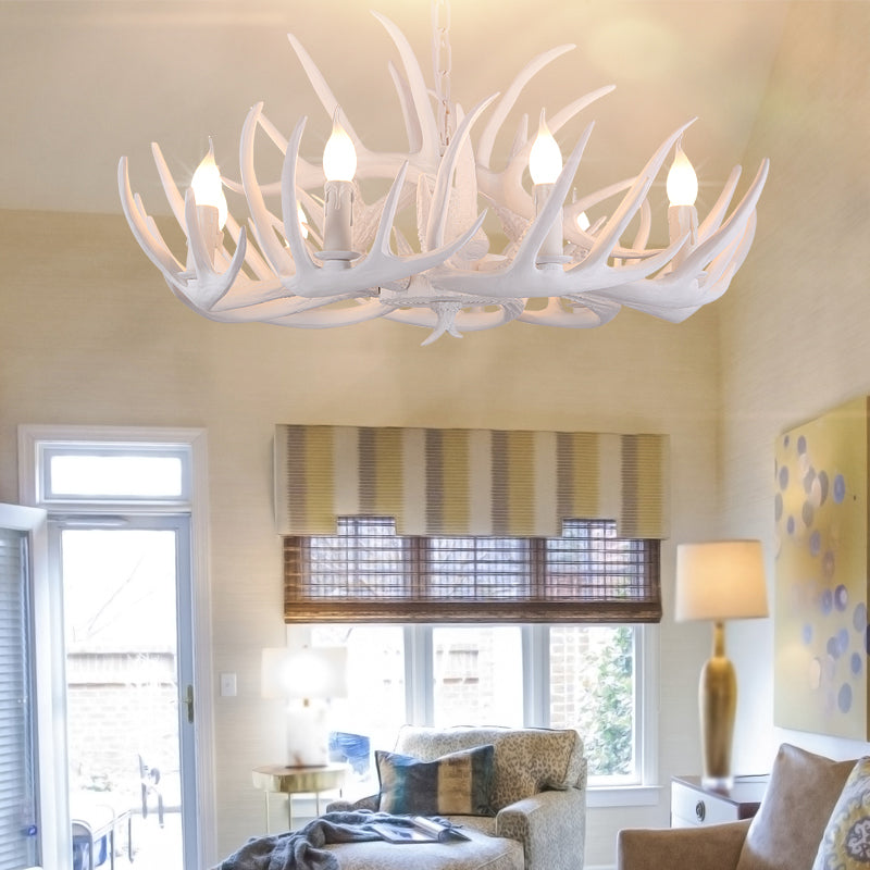Suspension Lustre Valmont Blanc Imitation Corne de Cerf