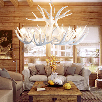 Suspension Lustre Valmont Blanc Imitation Corne de Cerf