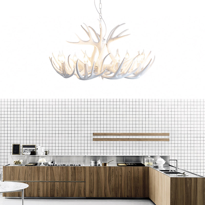 Suspension Lustre Valmont Blanc Imitation Corne de Cerf