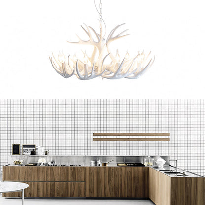 Suspension Lustre Valmont Blanc Imitation Corne de Cerf