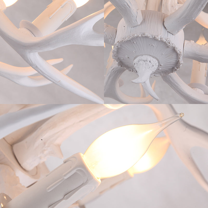 Suspension Lustre Valmont Blanc Imitation Corne de Cerf