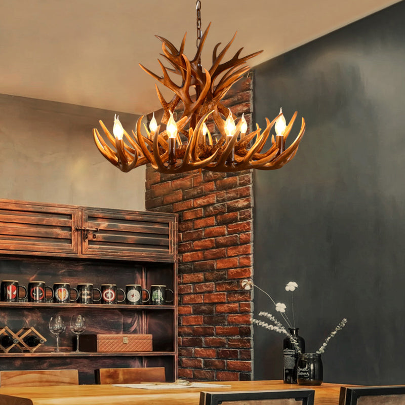 Bastien Rustique Lustre Chandelier à 9 Lumières en Résine
