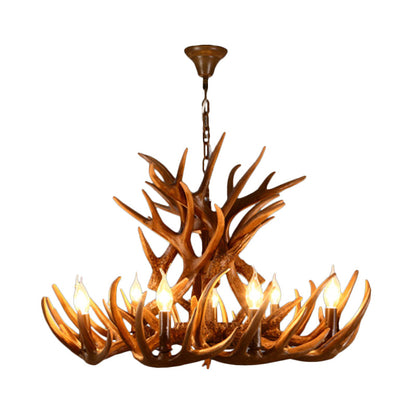 Bastien Rustique Lustre Chandelier à 9 Lumières en Résine
