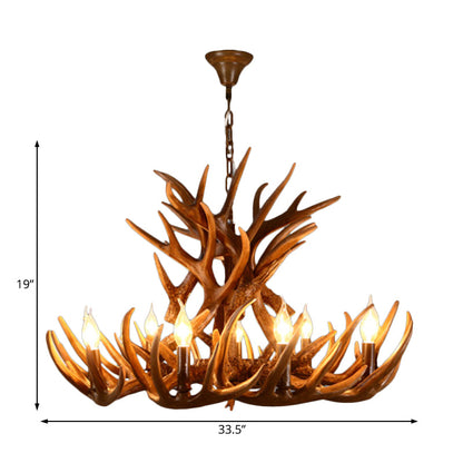 Bastien Rustique Lustre Chandelier à 9 Lumières en Résine