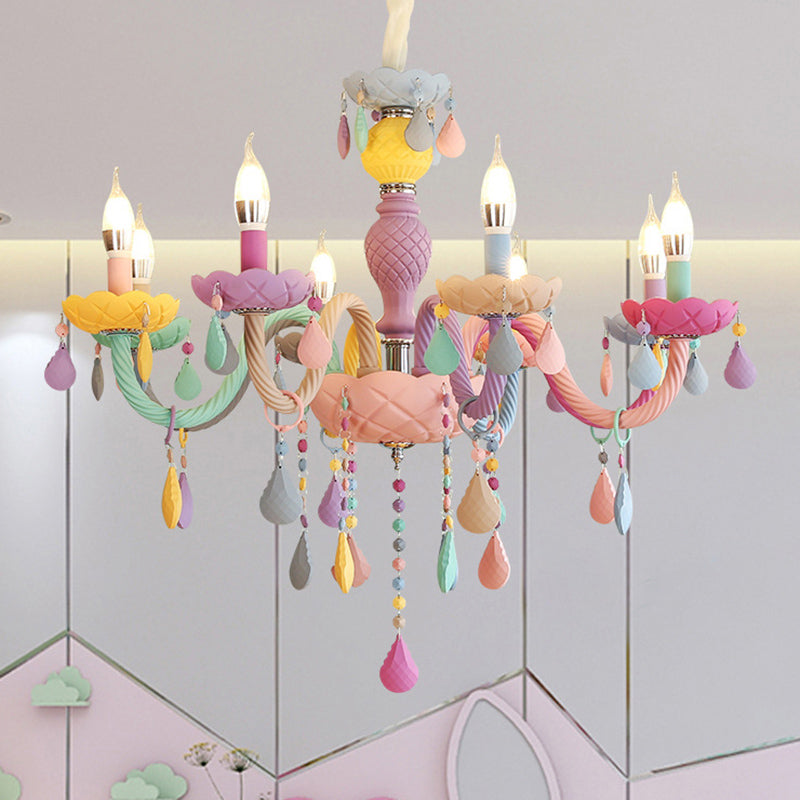Amélie Violet Macaron Verre Enfants Chandelier Lustre