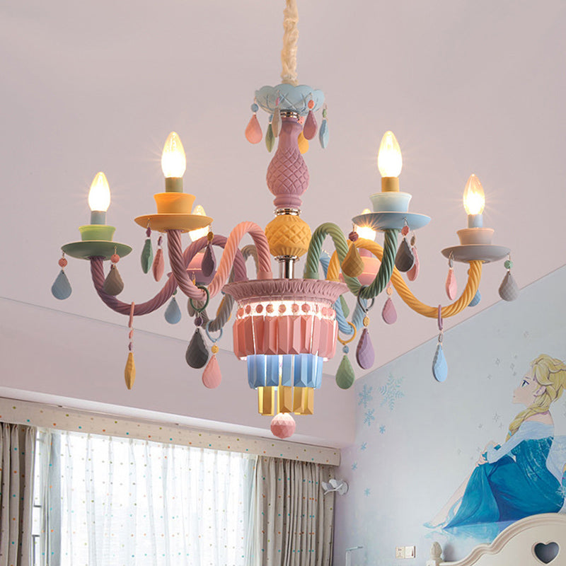 Amélie Violet Macaron Verre Enfants Chandelier Lustre