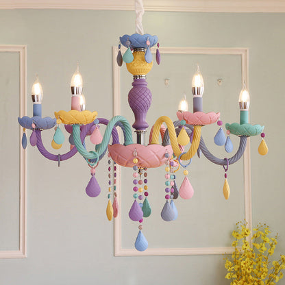 Amélie Violet Macaron Verre Enfants Chandelier Lustre
