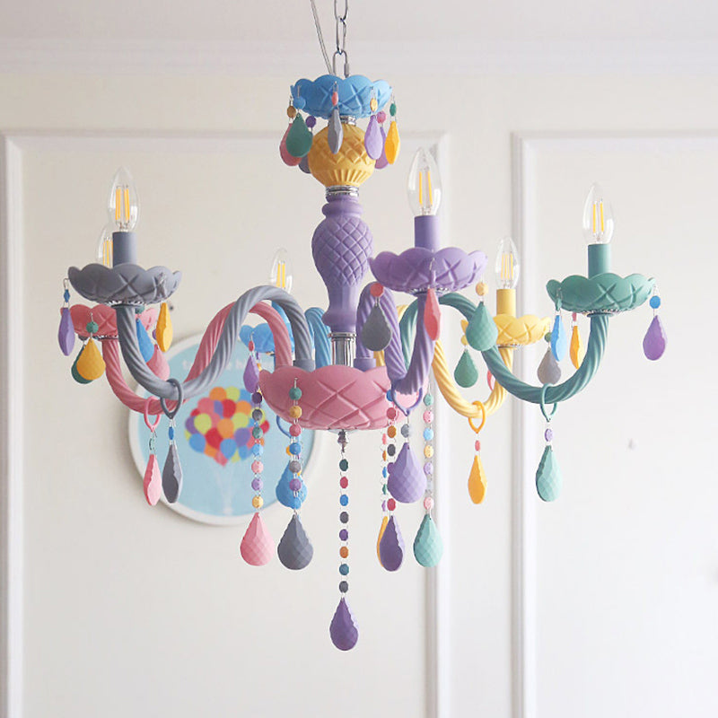 Amélie Violet Macaron Verre Enfants Chandelier Lustre