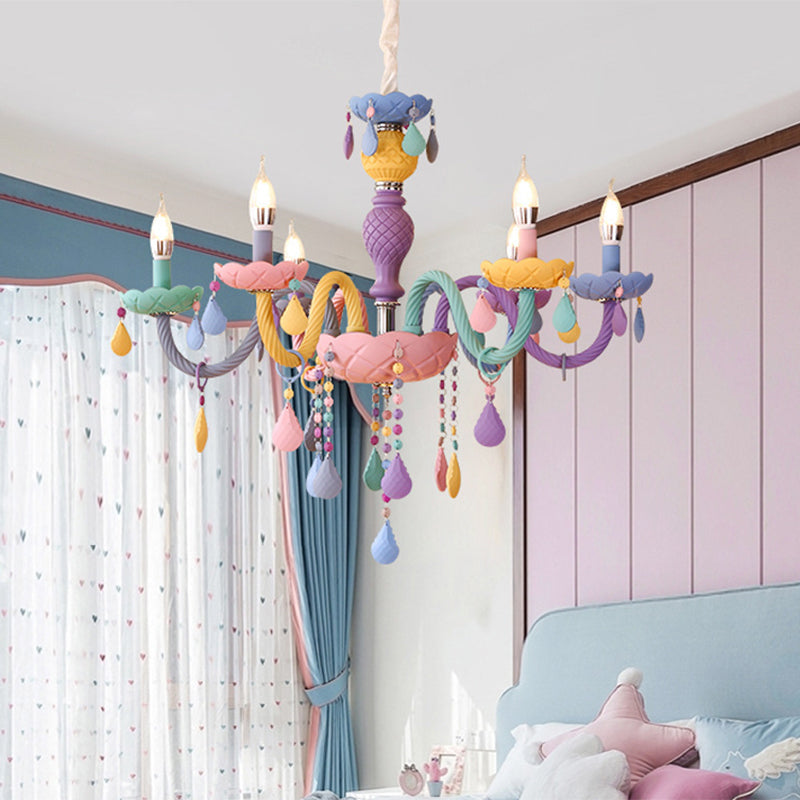 Amélie Violet Macaron Verre Enfants Chandelier Lustre