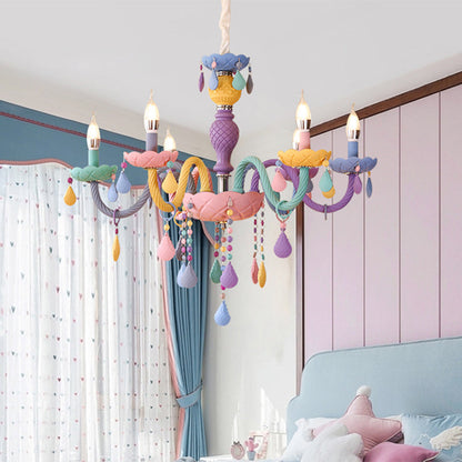 Amélie Violet Macaron Verre Enfants Chandelier Lustre