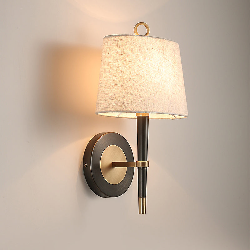 Joséphine Minimalist Fabric Taper Wall Sconce Black-Brass