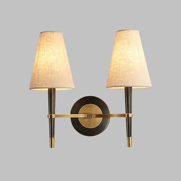 Joséphine Minimalist Fabric Taper Wall Sconce Black-Brass
