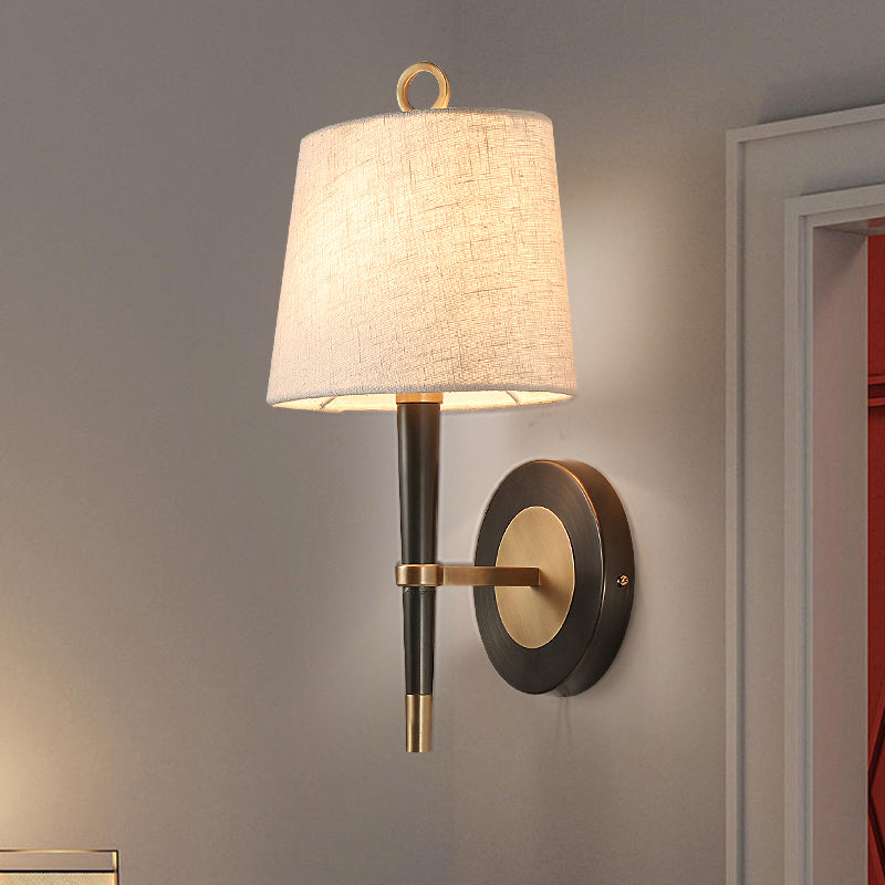 Joséphine Minimalist Fabric Taper Wall Sconce Black-Brass