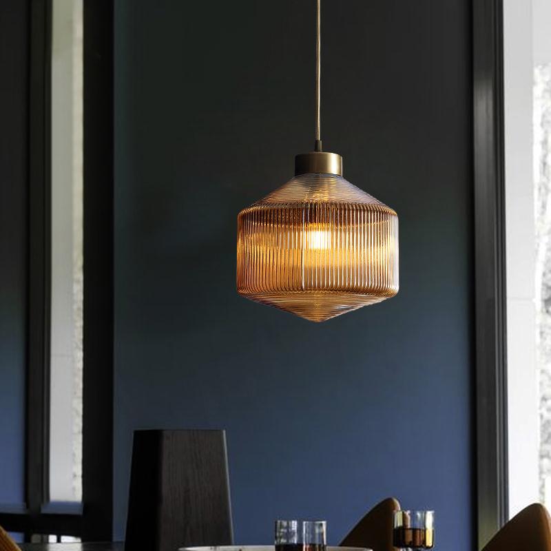 Camille Modern Drum Prismatic Glass Pendant Light