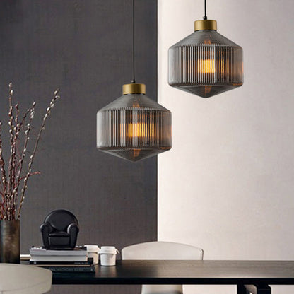 Camille Modern Drum Prismatic Glass Pendant Light
