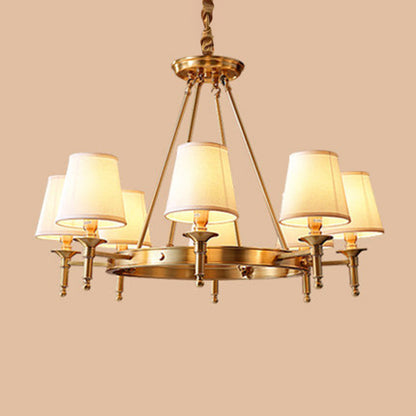 Lustre Plafonnier Minimaliste Claire Conique en Tissu Doré