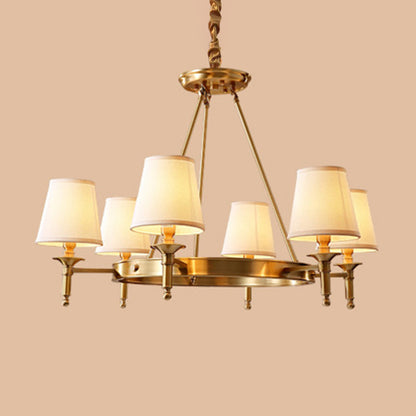 Lustre Plafonnier Minimaliste Claire Conique en Tissu Doré