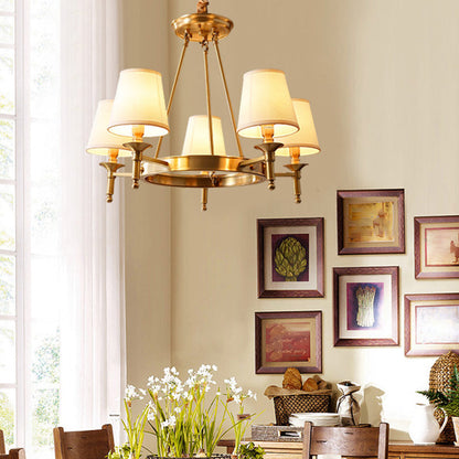 Lustre Plafonnier Minimaliste Claire Conique en Tissu Doré