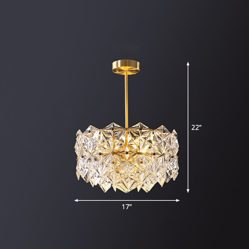 Eléonore Hexagonal Crystal Chandelier Gold Modern Dining Light