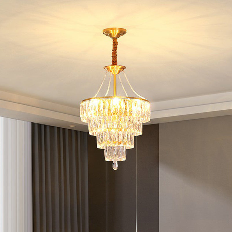 Auriane Conic Crystal Chandelier Gold 6 Light Pendant