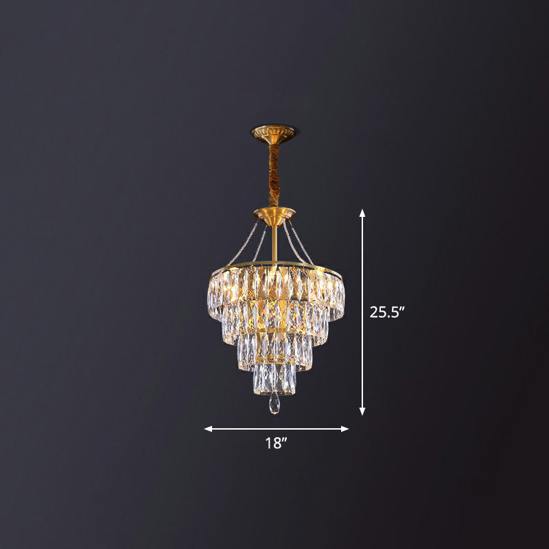 Auriane Conic Crystal Chandelier Gold 6 Light Pendant