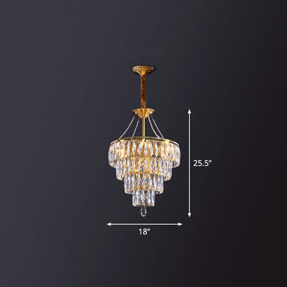 Auriane Conic Crystal Chandelier Gold 6 Light Pendant