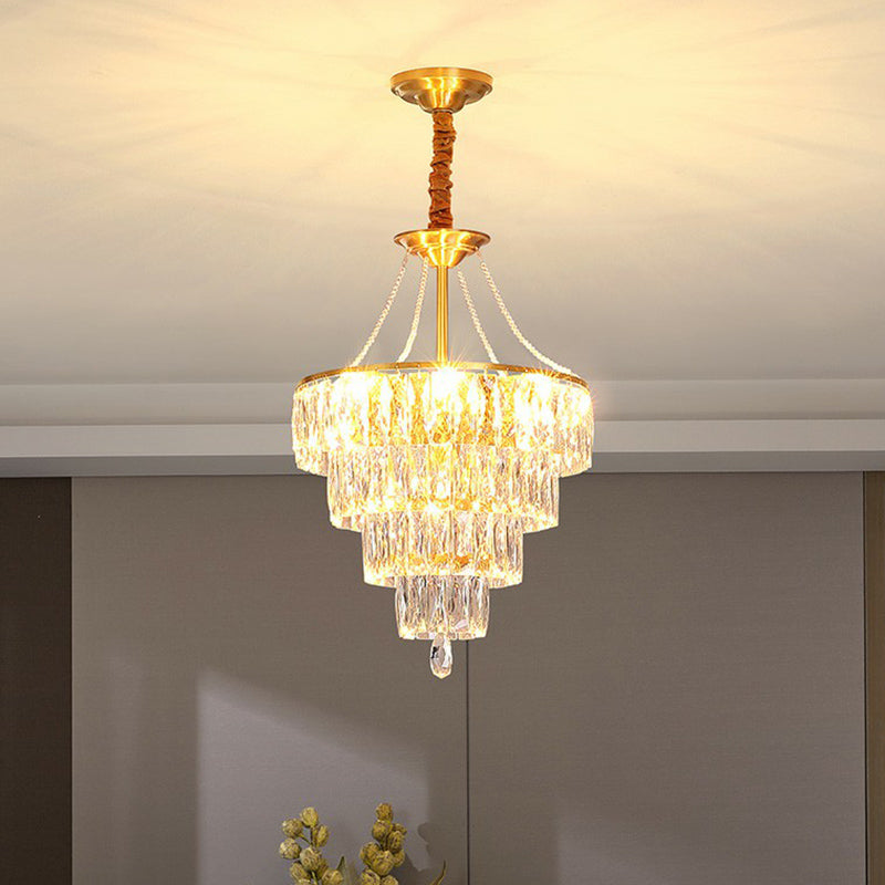 Auriane Conic Crystal Chandelier Gold 6 Light Pendant