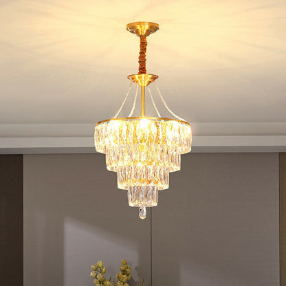 Auriane Conic Crystal Chandelier Gold 6 Light Pendant
