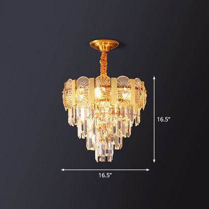 Auriane Conic Crystal Chandelier Gold 6 Light Pendant