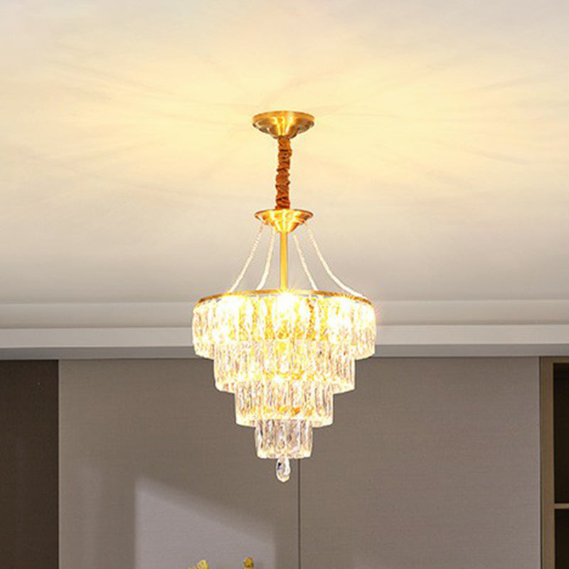 Auriane Conic Crystal Chandelier Gold 6 Light Pendant