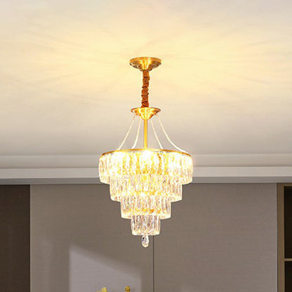 Auriane Conic Crystal Chandelier Gold 6 Light Pendant