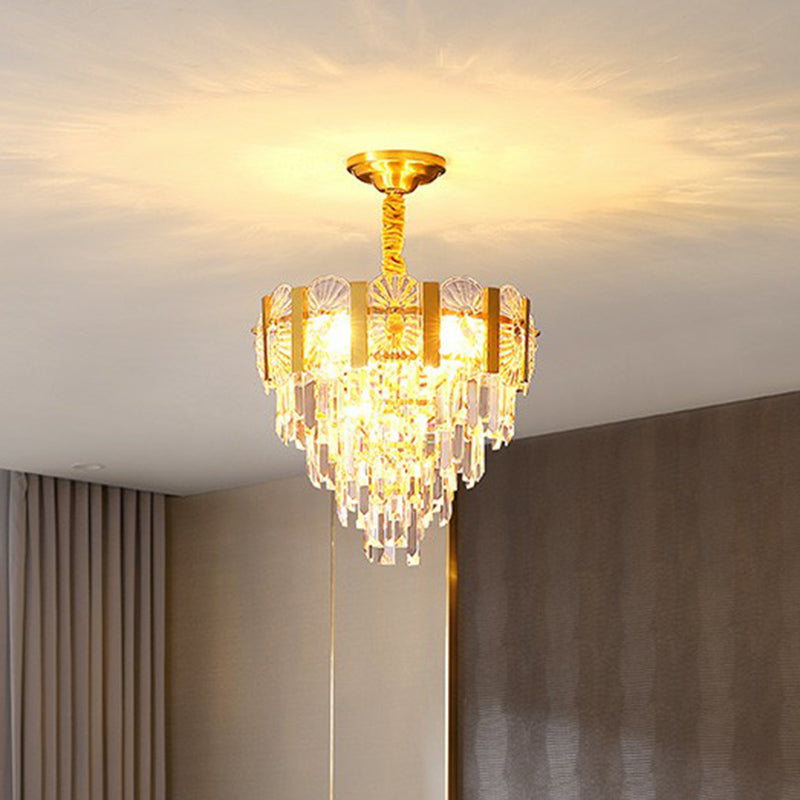 Auriane Conic Crystal Chandelier Gold 6 Light Pendant