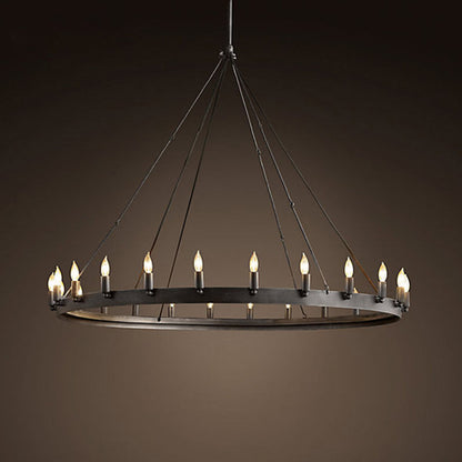 Camille Industrial Black Circle Chandelier 12/18-Light Pendant