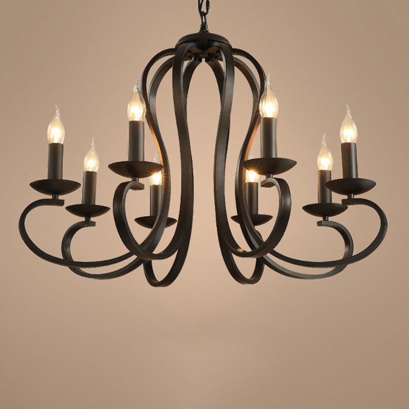 Juliette Black Swirled Arm Traditional Metal Chandelier