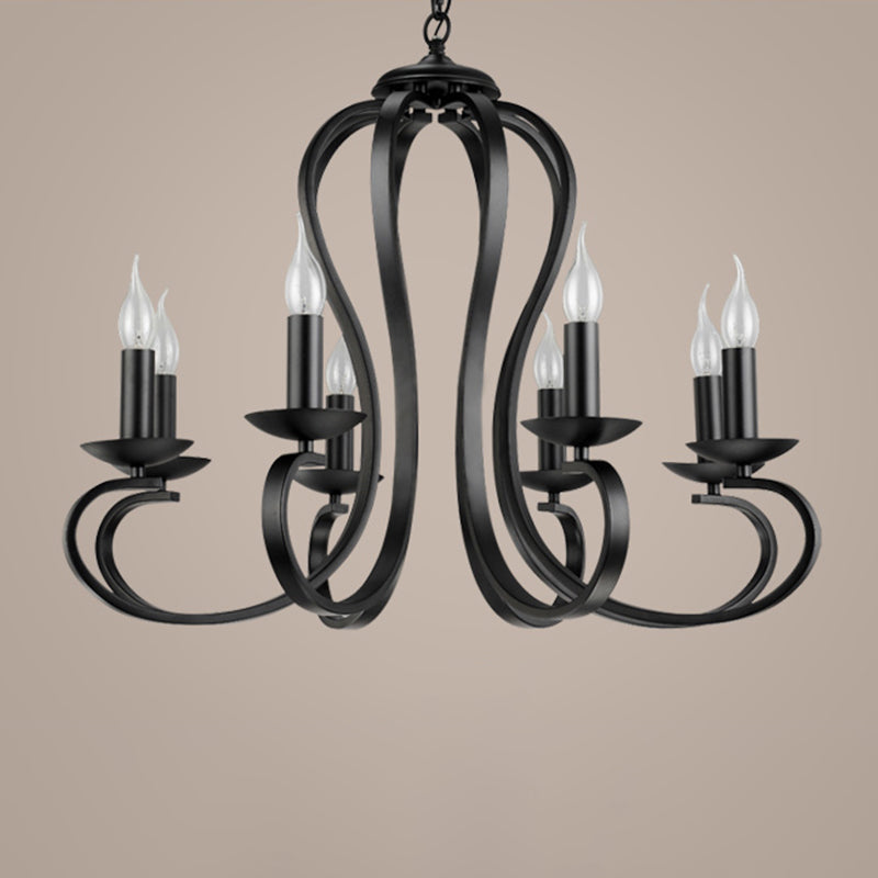 Juliette Black Swirled Arm Traditional Metal Chandelier