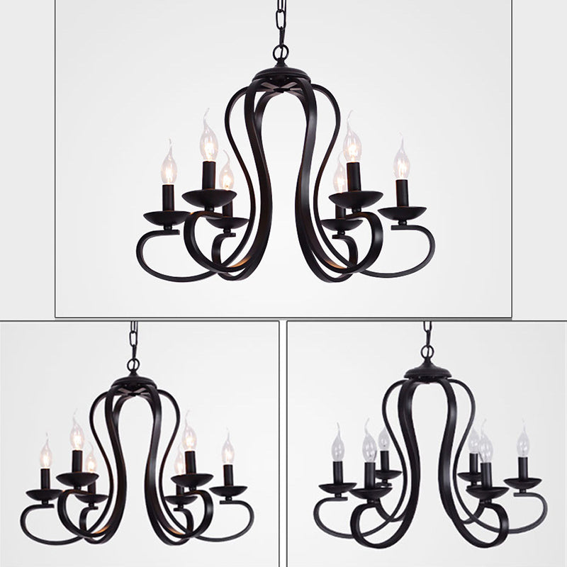 Juliette Black Swirled Arm Traditional Metal Chandelier