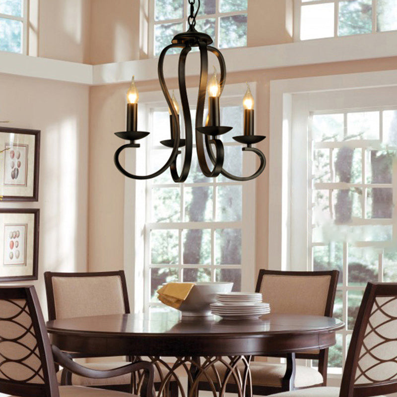 Juliette Black Swirled Arm Traditional Metal Chandelier
