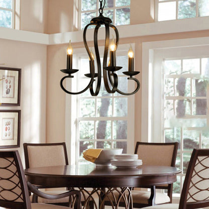 Juliette Black Swirled Arm Traditional Metal Chandelier