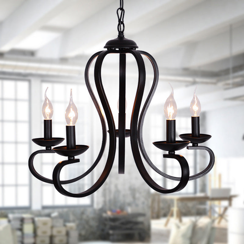 Juliette Black Swirled Arm Traditional Metal Chandelier