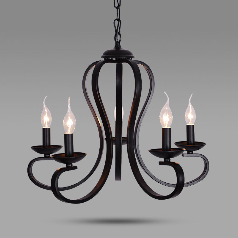 Juliette Black Swirled Arm Traditional Metal Chandelier