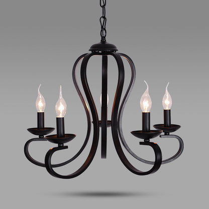 Juliette Black Swirled Arm Traditional Metal Chandelier